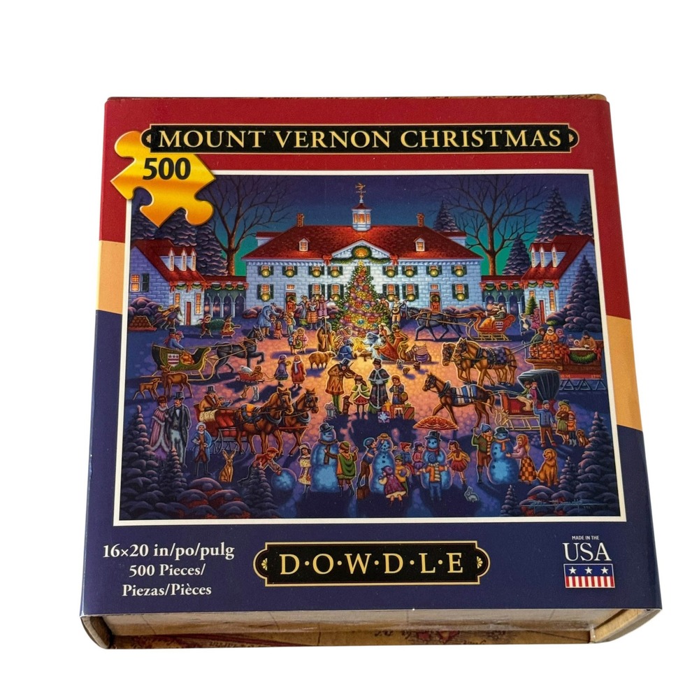 Dowdle Mount Vernon Christmas 500 Piece Puzzle Eric Dowdle Folk Art UNCOUNTED